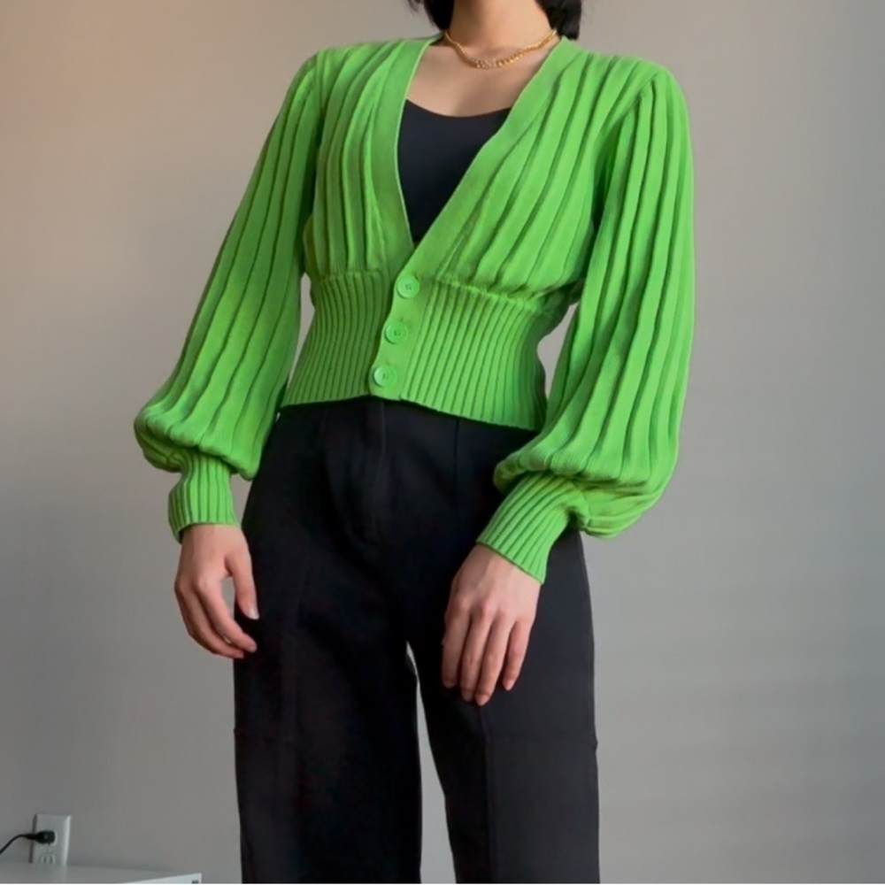 Aritzia Wilfred green knitted cardigan sweater